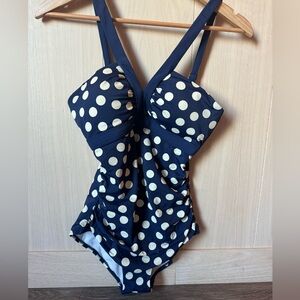 Boden Blue & White Polk-a-Dot One-Piece Swimsuit US 8
